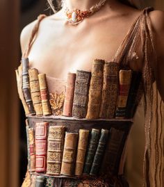 Musing of a witchy writer — sosuperawesome: Sylvie Facon on Instagram Mid Summer Nights Dream Party Outfit, Cool Corsets, Kamaria Core, Book Corset, Renfaire Costume, Cardboard Projects, Dress Curtains, Textile Fashion, Book Dress