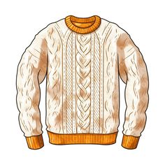 Sweater Illustration, Sweater Clipart, Sweater Drawing, Sweater Png, White Knit Sweater, Fuzzy Sweater, Cream Sweater, You Rock, Technical Drawing