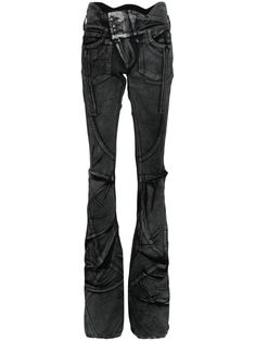 Ottolinger Big Waistband Drape Skinny Jeans | Black | FARFETCH KZ Goth Jeans, Jeans Design, Detailing Logo, Yoko London, Painted Denim, Upcycled Materials, Iconic Bags, Dolce E Gabbana, Exclusive Fashion