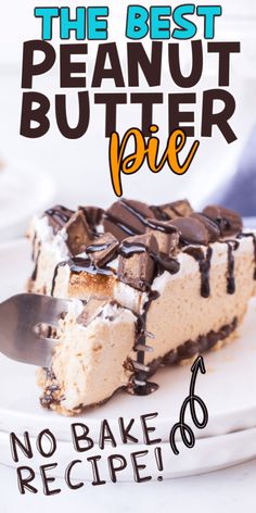 the best peanut butter pie on a white plate