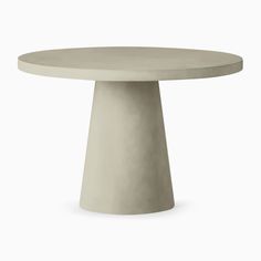 a white table with a round top on a white background in the shape of a cone