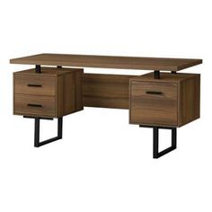 an office desk with two drawers on each side