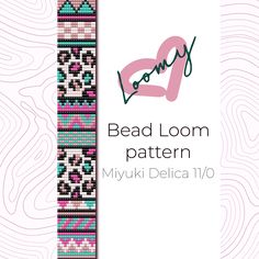 the bead loom pattern is shown in pink and blue