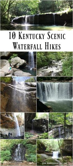 the top ten kentucky scenic waterfall hikes with text overlay that reads 10 kentucky scenic waterfall hikes