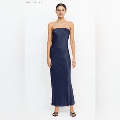 This Dress Is So Gorgeous, Bought It For Prom And Went With Another Dress And Missed The Return Window. Never Worn, Tags Still On. Originally $280 Dollars, Size 12. Beautiful Low, Open Back Satin Tube Dress, Ball Dress Ideas, Summer Resort Wear, Formal Event Dresses, Prom 23, Prom 2022, Split Long Dress, Moon Dance, Dress Wedding Party