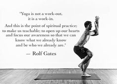 a man is doing yoga in front of a quote