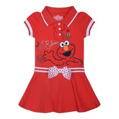 PRICES MAY VARY. Officially Licensed Sesame Street Elmo Infant and Toddler Girl Clothes Cool and Stylish Sesame Street Elmo Polo Dress for Infant and Toddler. The Perfect Elmo Girls’ Casual Dresses Contains One Cute and Stylish Sesame Street “Elmo” Print Short Sleeve Polo Dress with a White Bow Dress Your Little Girl in This Adorable and Comfy Piece Featuring Her Favorite Sesame Street Character; Elmo! Perfect as 12, Months Baby Girls Clothes, 18 Months Baby Girls Clothes, 24 Months Baby Girls C Cute Red Dress For School, Red Short Sleeve School Dress, Casual Red Dress For Playwear, Red Playful Dress For Playwear, Playful Red Dress For Playwear, Girly Elmo Birthday Party, Elmo Dress, Elmo Costume, 2t Girl Clothes