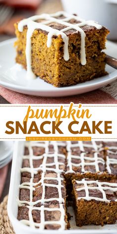 Get ready for this pumpkin snack cake with toffee! It's an easy pumpkin recipe for your Thanksgiving dinner party. Sprinkled with chocolate toffee bites and drizzled with cream cheese, this moist pumpkin cake is an easy Thanksgiving dessert everyone will love! Pumpkin Better Than Anything Cake, 8 X 8 Pumpkin Cake, Pumpkin Snack Cake Taste Of Home, Boo-tiful Pumpkin Cake