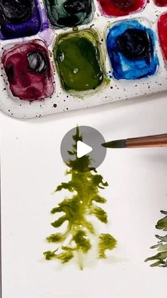 Emma Jane Lefebvre on Instagram: "The most therapeutic way to paint an evergreen tree! Give it a try! 
#watercolor #watercolour #beginnerwatercolor #beginnerwatercolour #watercolortutorial"