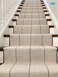 Peter Island Stripe Graphite Stripe Carpet Wool Stair Runner The Carpet Workroom Boston, Massachusetts Narrow Entryway Ideas With Stairs, Banister Ideas, Victorian Entry, Staircase Carpet, Stair Carpets, Greenwich House, Vermont House