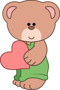 a brown teddy bear holding a heart in its paws and wearing a green shirt with the word love on it's chest