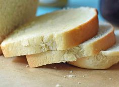 two slices of bread sitting on top of a cutting board