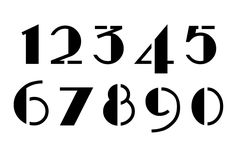 the numbers are black and white on a white background, which is also in different sizes