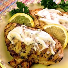 grilled lemon yogurt chicken on a plate