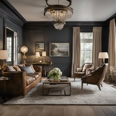 a living room filled with furniture and lamps