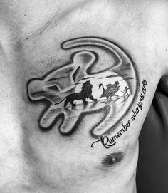 a man's chest with a horse and rider tattoo on his left side ribcage