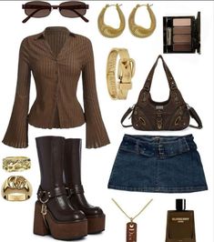 Cool Formal Outfits For Women, Date Inspo Outfits, Fall Pant Outfits, Thanksgiving Eve Bar Outfit, Earth Tone Y2k Outfits, Thanksgiving Outfit Y2k, Girly Brown Outfits, Y2k Outfits Classy, Streetwear Fashion Going Out