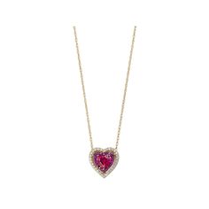 Add a touch of elegance and romance to your wardrobe with this 14k Gold Over Silver Lab-Created Ruby & Lab-Created White Sapphire Heart Pendant Necklace. Click on this JEWELRY & WATCHES GUIDE to learn about fit, styles, materials and more! Add a touch of elegance and romance to your wardrobe with this 14k Gold Over Silver Lab-Created Ruby & Lab-Created White Sapphire Heart Pendant Necklace. Click on this JEWELRY & WATCHES GUIDE to learn about fit, styles, materials and more! FEATURES Pendant dimensions: 0.5"L x 0.49"W Chain length: 18 in. Chain type: rope Clasp: spring-ring Nickel safe Metal: sterling silver Plating: 14k gold, black rhodium Finish: polished Packaging: boxedSTONE DETAILS Stone type: lab-created ruby, lab-created white sapphire Total weight: 1 3/8 ct. Center stone weight: 1 Ruby Heart Necklace, Ruby Heart, Silver Lab, Ruby Necklace, Black Rhodium, White Sapphire, Heart Pendant Necklace, Spring Rings, Gold Black