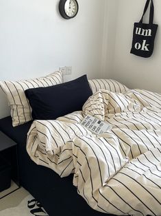 Beige stripe Cotton Duvet Cover & Bedding Set Discover the elegance of our Beige stripe Cotton Duvet Cover & Bedding Set Beige stripe Cotton Duvet Cover & Bedding Black And White Striped Comforter, Bedroom Idea Apartment, Aethstetic Bedding, Bedding Ideas Twin Bed, Mens Beds, Bedding Ideas For Couples, Full Bed Aesthetic, Masculine Cozy Bedroom, Room Inspo Dorm