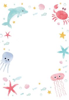 an ocean scene with sea animals and starfish