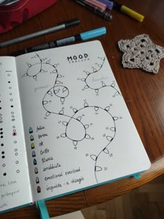 an open notebook with drawings on it