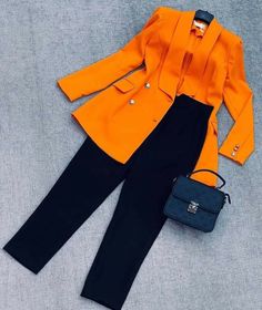 Official Outfits, Blazer Dresses, Peg Trousers, Fashionable Work Outfit, Orange Coat, Professional Outfits Women, Orange Outfit, Stylish Work Attire, Corporate Outfits