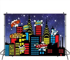 Material:vinyl cloth. Size:7x5ft, wide is 2.1m with 1.5m high. Normally take 20-25 days to most countries.  More and better material backdrops on www.yamefoto.com. Superhero City, City Backdrop, Birthday Party Props, Backdrops Kids, Outdoor Party Decorations, Event Backdrop, Studio Props, Custom Backdrop, Vinyl Banners