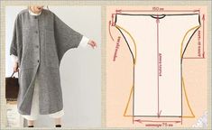 an image of a woman's dress sewing pattern and the measurements for her coat