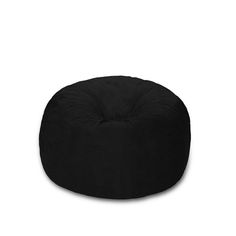 a black bean bag chair on a white background