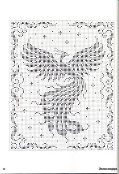 a cross stitch pattern with an image of a bird