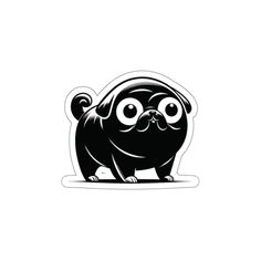 a black pug sticker on a white background