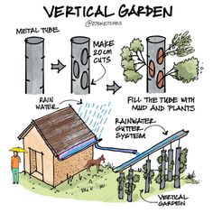 a diagram showing the different parts of a vertical garden