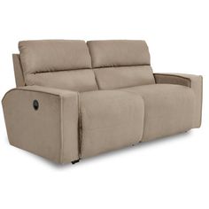 the reclining loveseat with power headrests and foot rest in beige