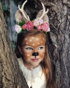 Deer Face Paint, Kids Face Paint Ideas, Easy Kids Costumes, Halloween Costume Ideas For Kids, Dear Costume, Halloween Costume Toddler Girl