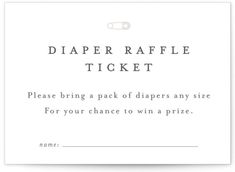 the diaper raffle ticket is shown in black and white, with an image of a