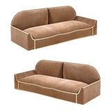 two brown couches sitting next to each other