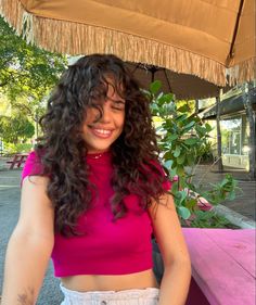 curly haircut with curly bangs Layered Curly Hair With Fringe, Curly Bangstyle Hair Long, Long Bangs On Curly Hair, Curly Bangs With Long Hair, Framing Bangs Curly Hair, Curly Brown Hair With Bangs, Curly Bangs Layers, Wavy Haircut Bangs, Curly Kitty Cut