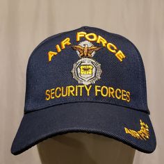 U.S. Air Force Security Forces Hat Blue With Emblem On Front And U.S. Air Force On Bill. Valcro Adjustable Back With Air Force Above. Us Air Force Woman, Air Force Sweatshirt, American Legion Riders, Air Force Security Police, Staff Sergeant Air Force, Air Force Security Forces, Military Air Force, Security Forces, American Legion