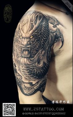 Asian Dragon Tattoo Men, Shoulder Cover Up Tattoos, Dragon Tattoo Arm, Dragon Head Tattoo, Asian Dragon Tattoo, Lion Dragon, Dragons Tattoo, Dragon Tattoos For Men, Cool Shoulder Tattoos