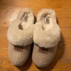 Ugg Slippers Size 9.5 - New Without Tags - Never Been Worn Casual Cream Flat Mules, Casual Cream Flat Slippers, Cream Slippers With Cushioned Footbed And Round Toe, Comfortable Slippers With Woven Sole And Round Toe, Beige Synthetic Slippers With Round Toe, Casual Cream Slippers With Cushioned Footbed, Casual Cream Clogs With Cushioned Footbed, Casual Indoor Mules With Rubber Sole, Casual Beige Slippers With Textured Footbed