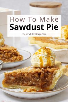 how to make sawdust pie on a plate with ice cream and caramel drizzle