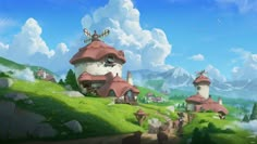 an image of a small village in the sky