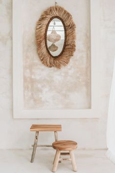 Tired of round mirrors? Why not go for The Oval Sunrise Mirror instead! Bring an exotic touch into your home with this stunning seagrass show stopping mirror. Seagrass Chairs, Modern Rustic Furniture, Wood Stool, Wooden Stools, Wooden Furniture, Boho Stil