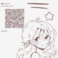 a drawing of a girl with long blonde hair and a qr code in the background