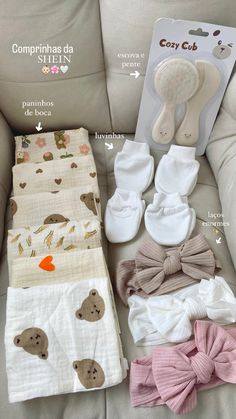 the contents of a baby's diaper laid out on a couch