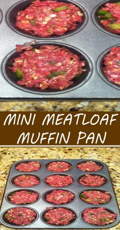 mini meatloaf muffins are in the pan and ready to be baked