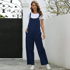 Sew Clothing, Suspender Jumpsuit, Overalls Vintage, Strap Pants, Jumpsuit Navy Blue, Type Style, Suspender Pants, Cotton Jumpsuit, Jumpsuits And Romper