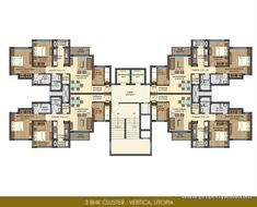 the floor plan for an apartment building with 3 balck clusterer, vertical utopia