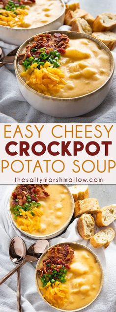 easy cheesy crockpot potato soup with bacon and cheese