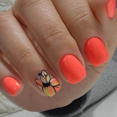 Summer Coral Nails, Coral Nail Designs, Coral Nails With Design, Sns Nails Designs, Coral Nail, Bright Summer Nails Designs, Statement Nail, Nails Art Ideas